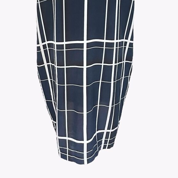 VINCE EUC Lattice print Silk dress in Blue Black & White Size M - Picture 8 of 11